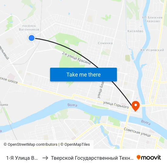 1-Я Улица Вагонников to Тверской Государственный Технический Университет map