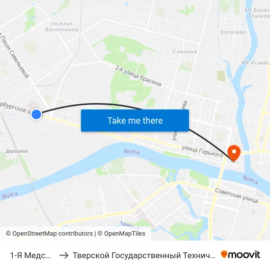 1-Я Медсанчасть to Тверской Государственный Технический Университет map
