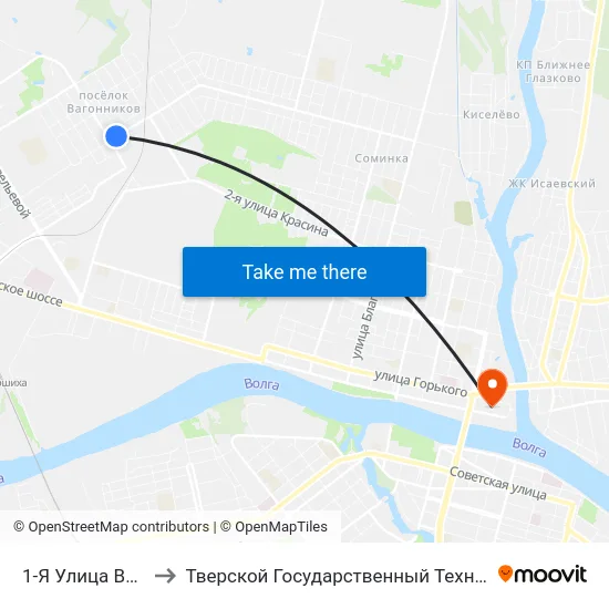1-Я Улица Вагонников to Тверской Государственный Технический Университет map