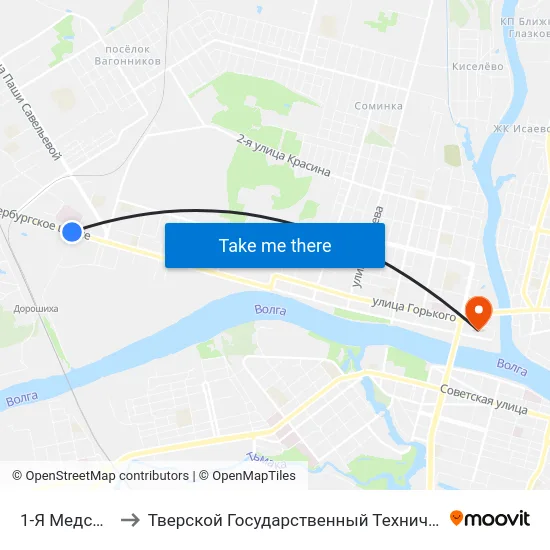 1-Я Медсанчасть to Тверской Государственный Технический Университет map