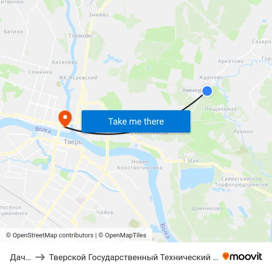 Дачи-2 to Тверской Государственный Технический Университет map