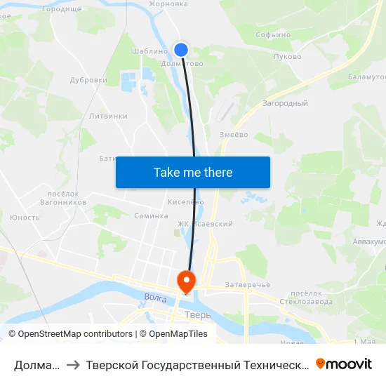 Долматово to Тверской Государственный Технический Университет map