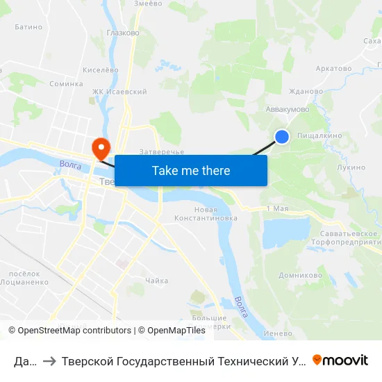 Дачи to Тверской Государственный Технический Университет map