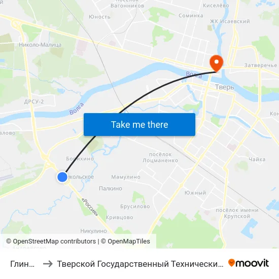 Глинково to Тверской Государственный Технический Университет map