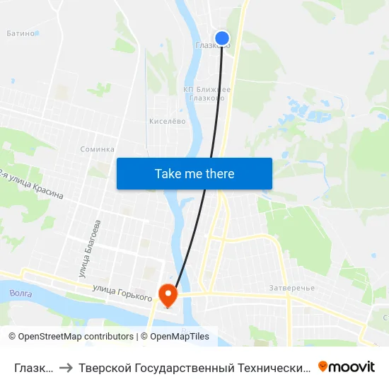 Глазково to Тверской Государственный Технический Университет map