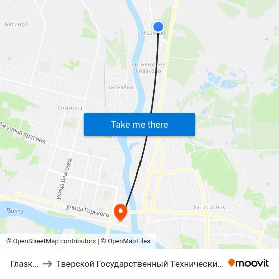 Глазково to Тверской Государственный Технический Университет map