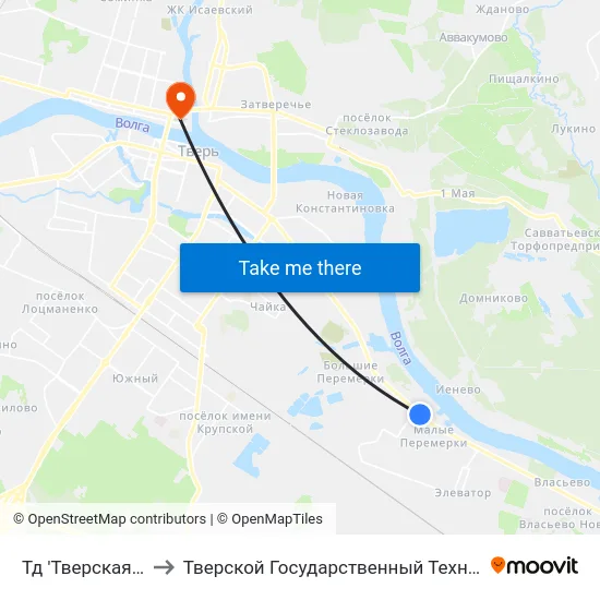 Тд 'Тверская Ярмарка' to Тверской Государственный Технический Университет map