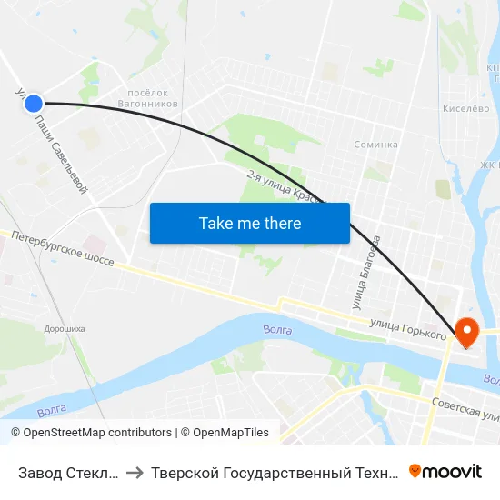 Завод Стеклопластик to Тверской Государственный Технический Университет map