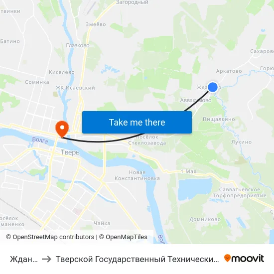 Жданово to Тверской Государственный Технический Университет map