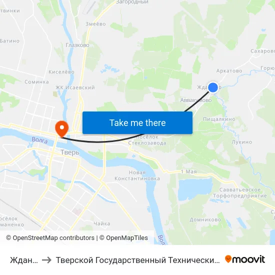 Жданово to Тверской Государственный Технический Университет map