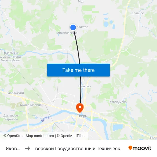 Яковлево to Тверской Государственный Технический Университет map