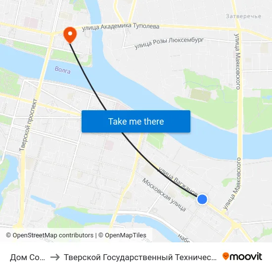 Дом Союзов to Тверской Государственный Технический Университет map
