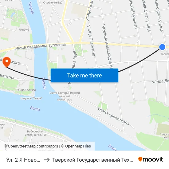 Ул. 2-Я Новозаводская to Тверской Государственный Технический Университет map