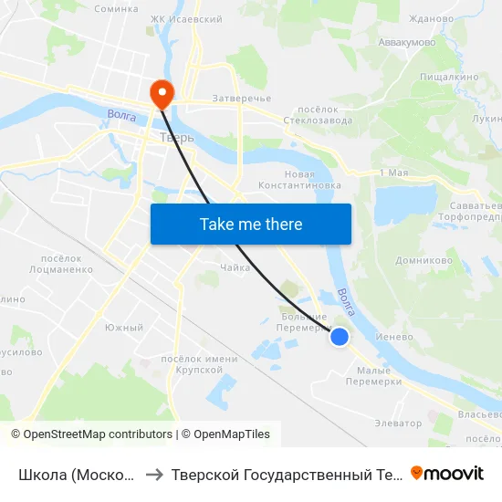 Школа (Московское Шоссе) to Тверской Государственный Технический Университет map