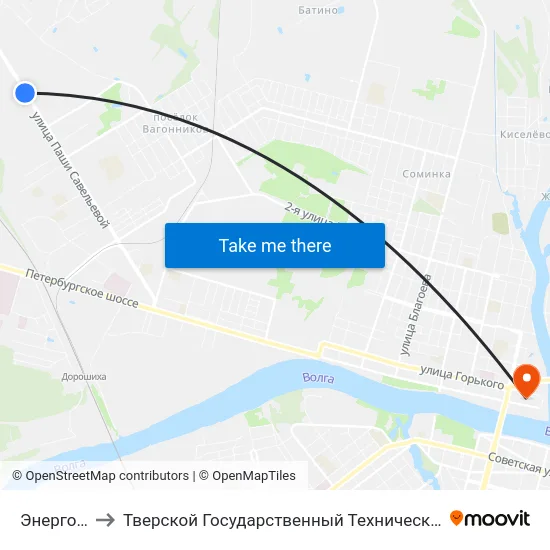 Энергомаш to Тверской Государственный Технический Университет map