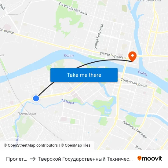 Пролетарка to Тверской Государственный Технический Университет map