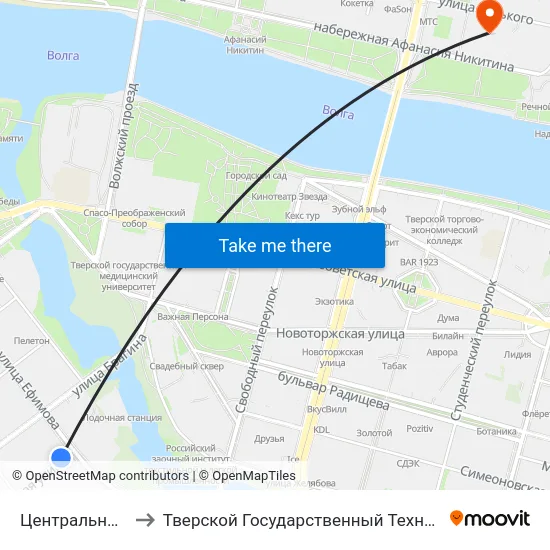 Центральный Рынок to Тверской Государственный Технический Университет map