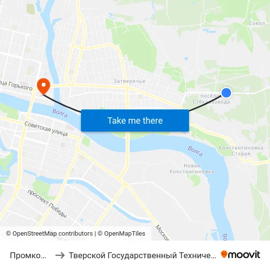 Промкомбинат to Тверской Государственный Технический Университет map