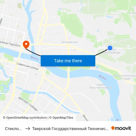 Стеклозавод to Тверской Государственный Технический Университет map
