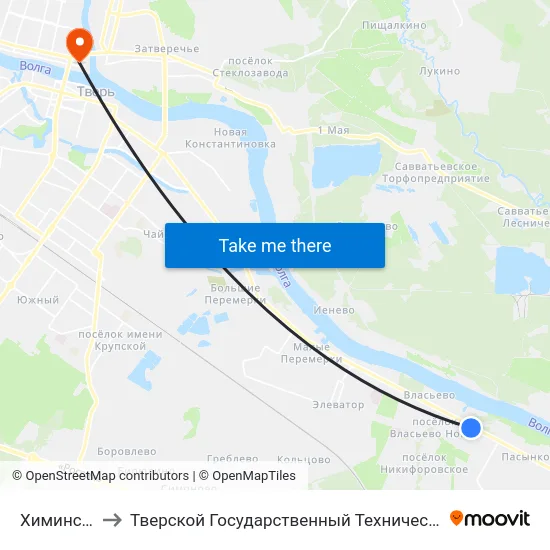 Химинститут to Тверской Государственный Технический Университет map