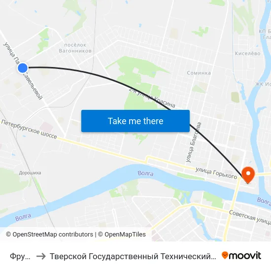 Фрунзе to Тверской Государственный Технический Университет map