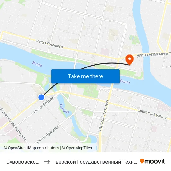 Суворовское Училище to Тверской Государственный Технический Университет map