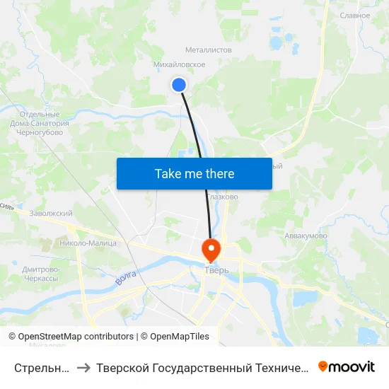Стрельниково to Тверской Государственный Технический Университет map