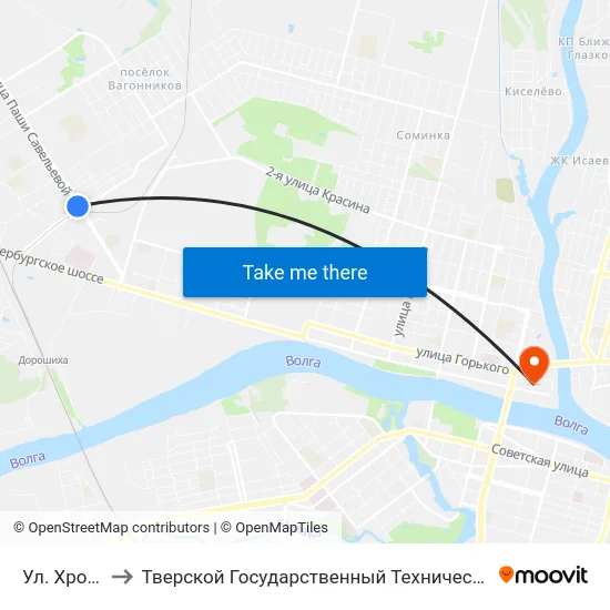 Ул. Хромова to Тверской Государственный Технический Университет map