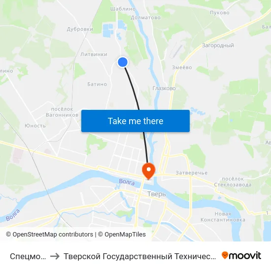 Спецмонтаж to Тверской Государственный Технический Университет map