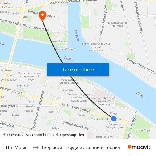 Пл. Московская to Тверской Государственный Технический Университет map