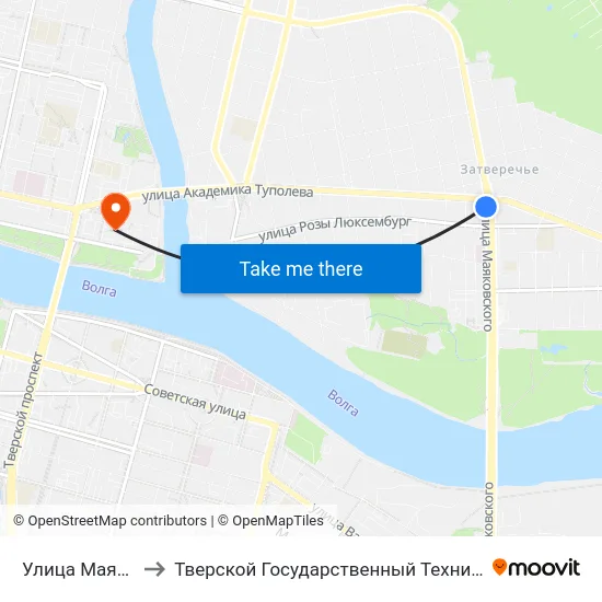 Улица Маяковского to Тверской Государственный Технический Университет map