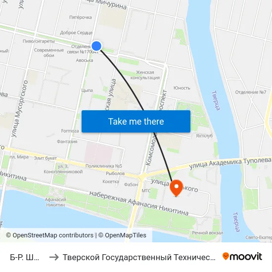 Б-Р. Шмидта to Тверской Государственный Технический Университет map