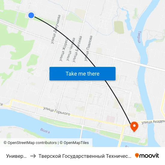 Университет to Тверской Государственный Технический Университет map