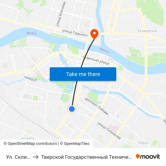 Ул. Склизкова to Тверской Государственный Технический Университет map