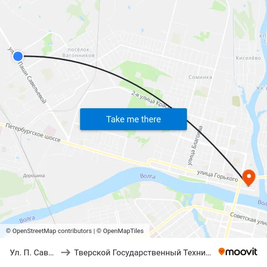 Ул. П. Савельевой to Тверской Государственный Технический Университет map