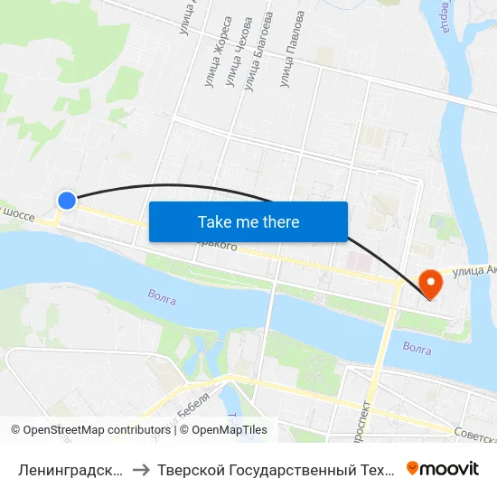 Ленинградская Застава to Тверской Государственный Технический Университет map
