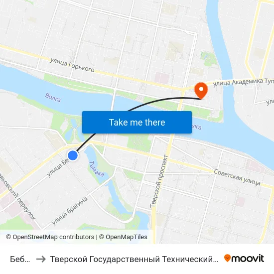 Бебеля to Тверской Государственный Технический Университет map