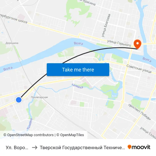 Ул. Воровского to Тверской Государственный Технический Университет map