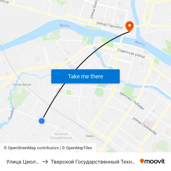 Улица Циолковского to Тверской Государственный Технический Университет map
