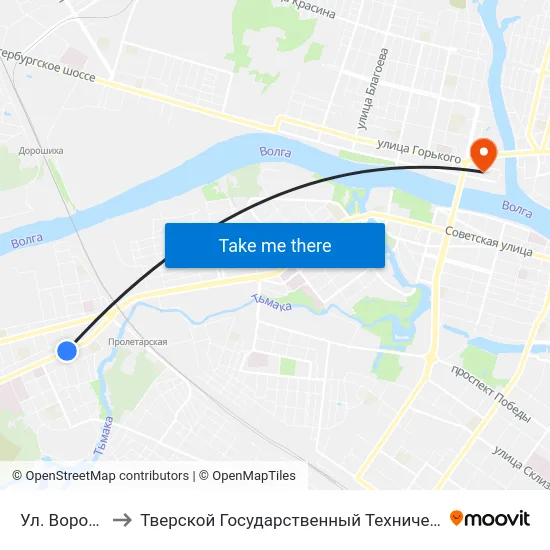 Ул. Воровского to Тверской Государственный Технический Университет map