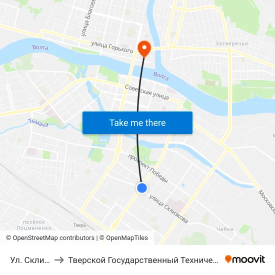 Ул. Склизкова to Тверской Государственный Технический Университет map
