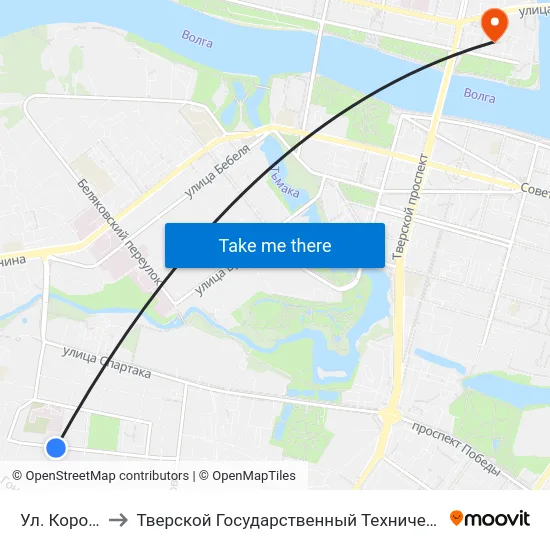Ул. Коробкова to Тверской Государственный Технический Университет map