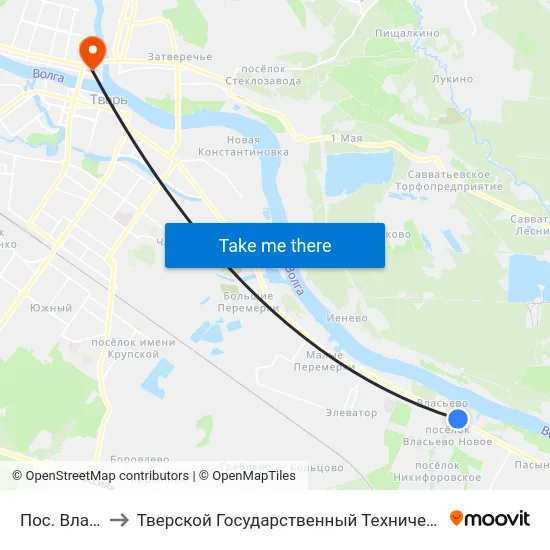 Пос. Власьево to Тверской Государственный Технический Университет map