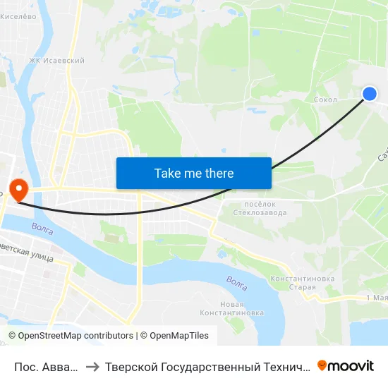 Пос. Аввакумово to Тверской Государственный Технический Университет map