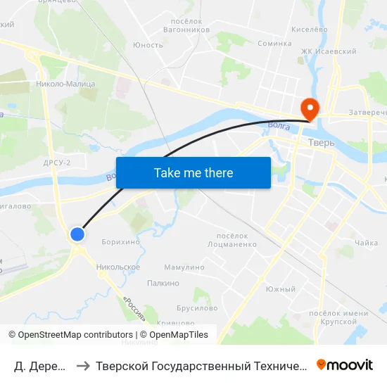 Д. Деревнище to Тверской Государственный Технический Университет map