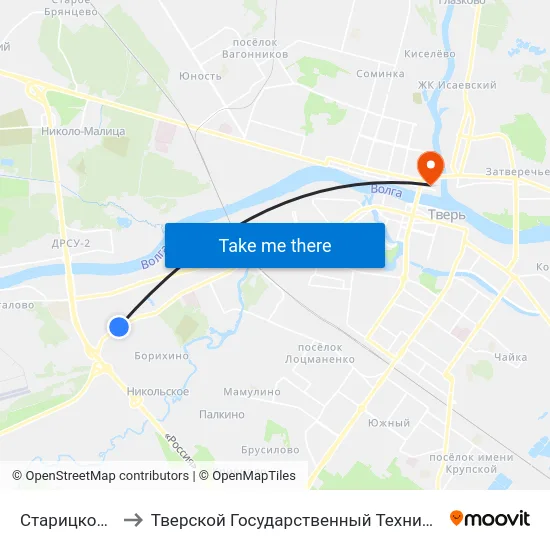 Старицкое Шоссе to Тверской Государственный Технический Университет map