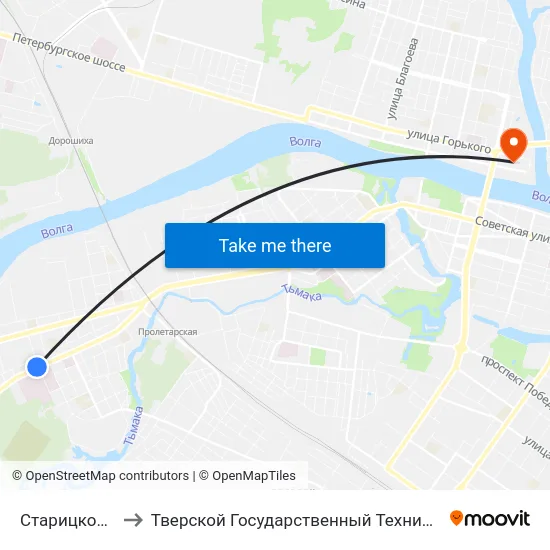 Старицкое Шоссе to Тверской Государственный Технический Университет map