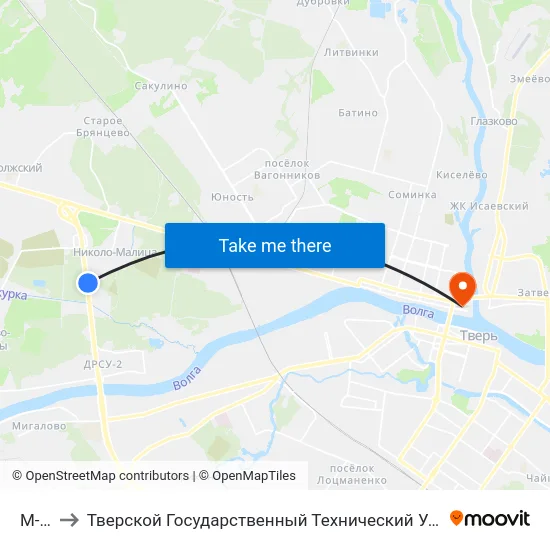 М-10 to Тверской Государственный Технический Университет map