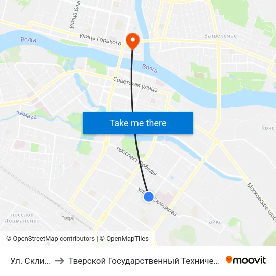 Ул. Склизкова to Тверской Государственный Технический Университет map