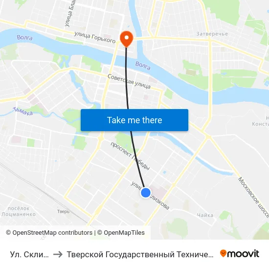 Ул. Склизкова to Тверской Государственный Технический Университет map